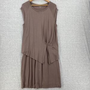 Garnet Hill Dress Womens Extra Large Brown Raglan Cap Sleeves Side Knotted